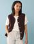 Veste sans manches maille bouclette, Sp&eacute;cial Petites (chocolat)