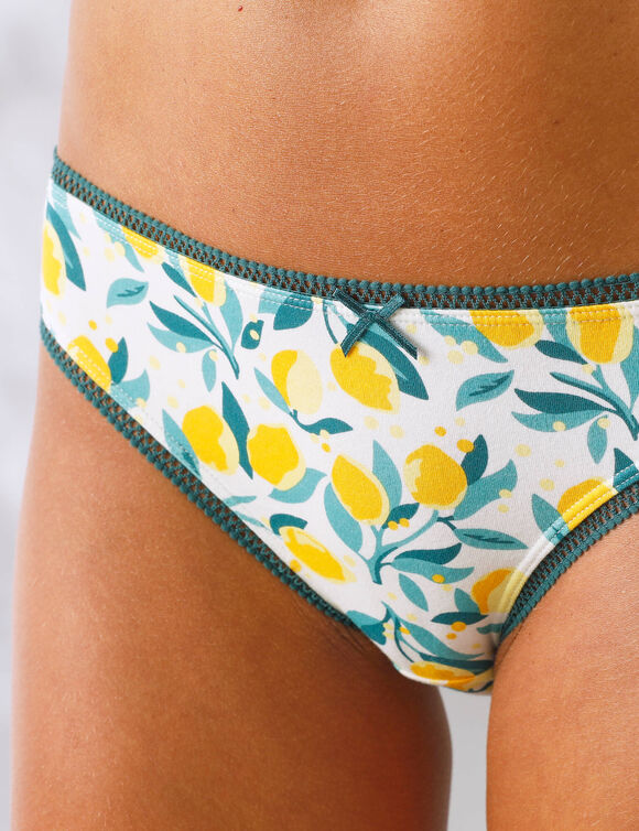   Slip forme mini coton stretch imprimé "citrons" - lot de 4 (jaune)