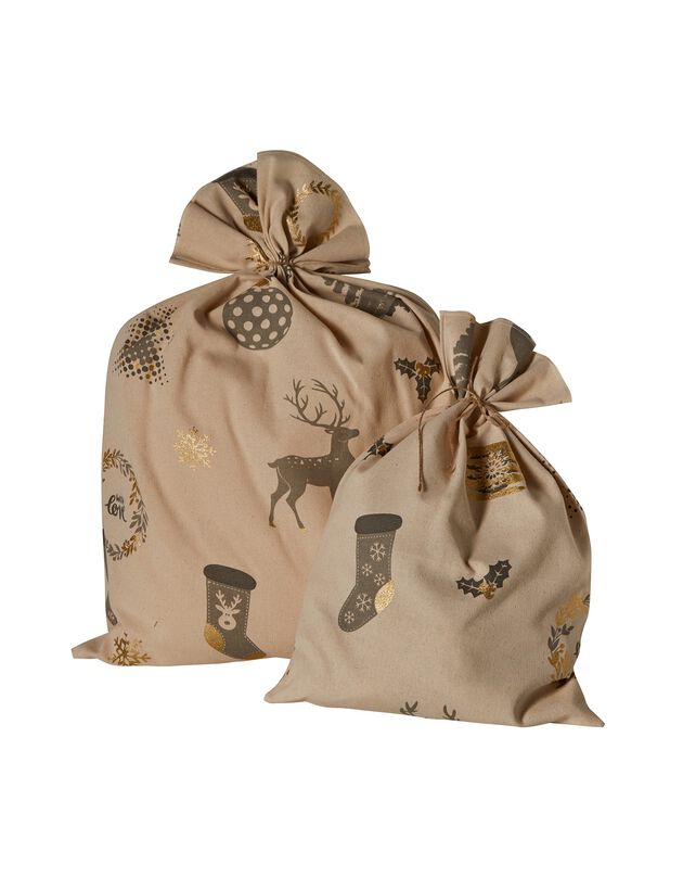 Lot de 2 pochettes emballage cadeau upcyclées M + L (écru)