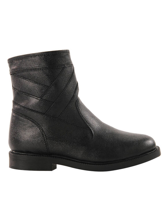Botillons zippés cuir fourrés laine - jusqu'au 46 (noir)