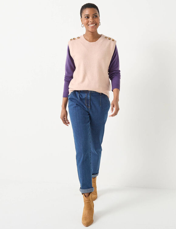 Pull sans manches, épaules boutonnées (rose grisé)