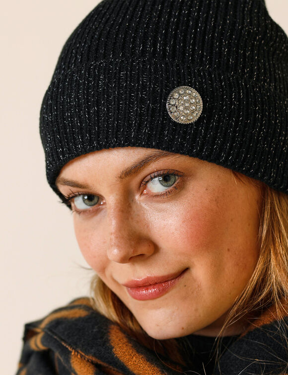 Bonnet bouton bijou (noir)