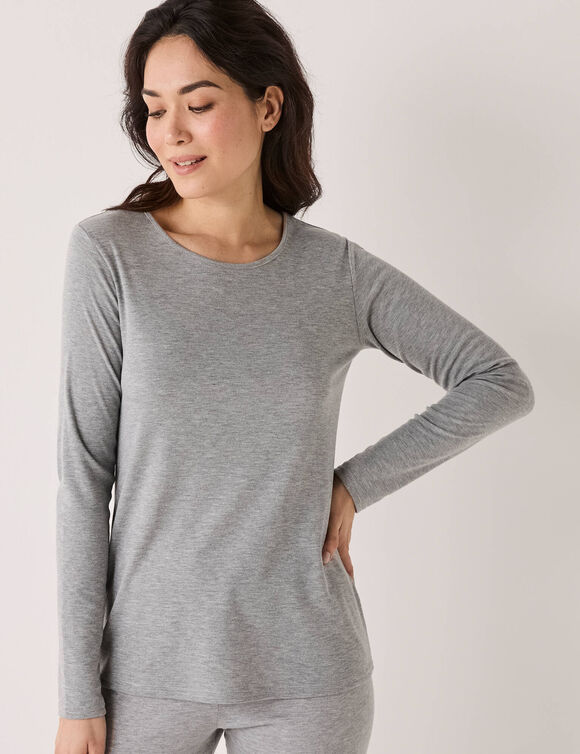 Thermisch T-shirt met ronde hals - lange mouwen (chin&eacute; grijs)