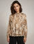 Blouse met ruches in pofmouwen, van stof met python bedrukking (beige)