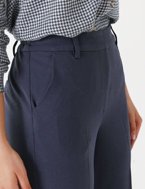 Pantalon élégant droit, uni (marine)