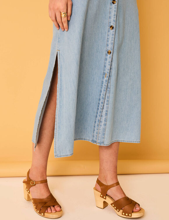 Robe-chemisier longue en jean, manches courtes (bleached)