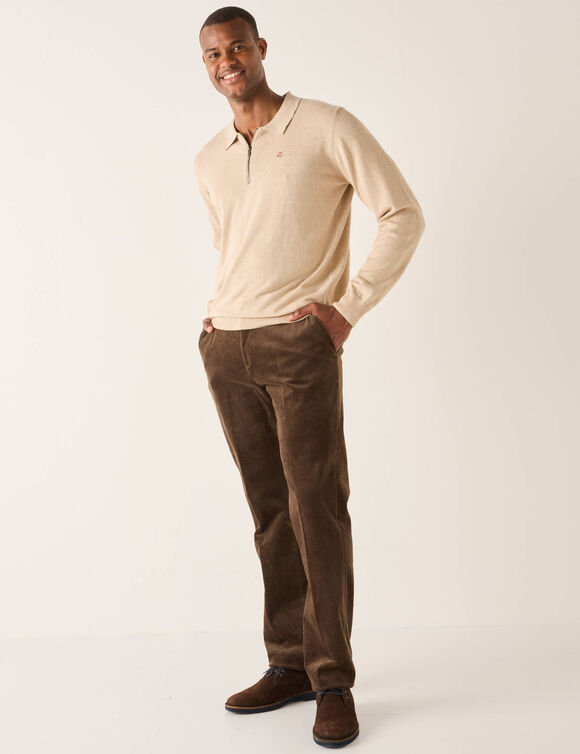 Pantalon ville velours c&ocirc;tel&eacute; &eacute;lastiqu&eacute; c&ocirc;t&eacute;s (ch&acirc;taigne)