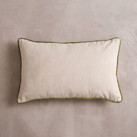 Coussin brod&eacute; floral Jos&eacute;phine (naturel / terracotta)