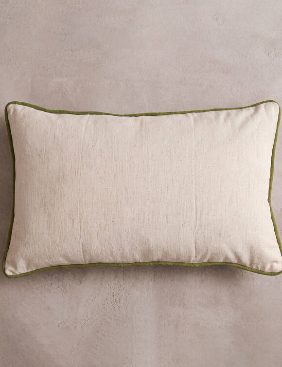 Coussin brod&eacute; floral Jos&eacute;phine (naturel / terracotta)
