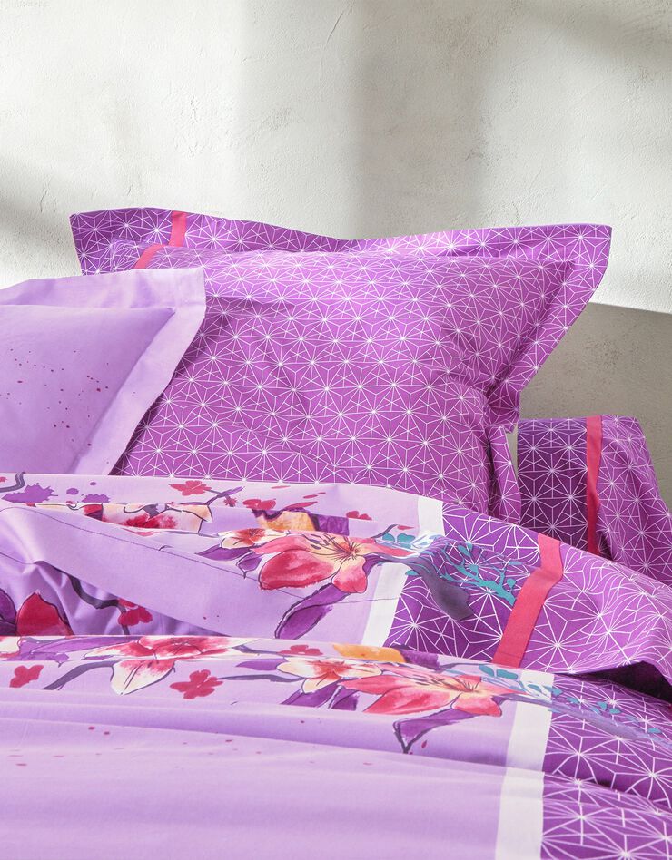 Linge de lit Birdy en coton imprimé oiseaux (parme)