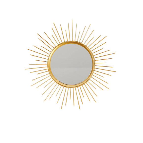 Miroir forme soleil en m&eacute;tal dor&eacute; (dor&eacute;)