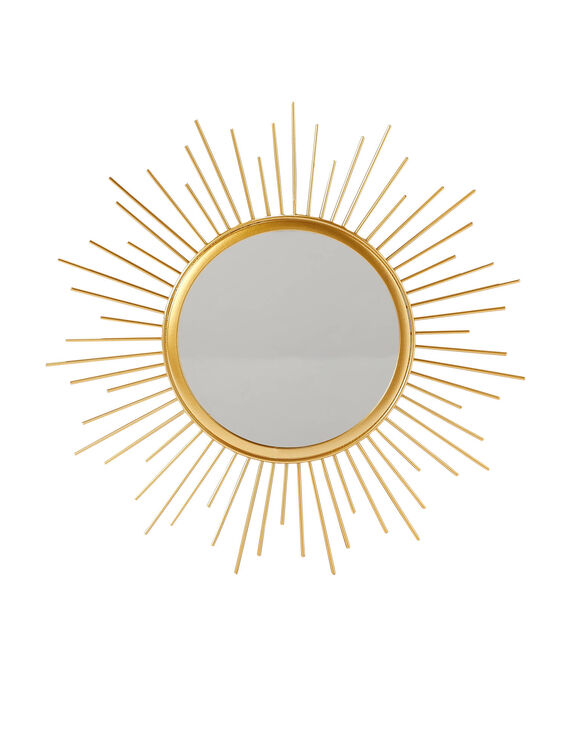 Miroir forme soleil en m&eacute;tal dor&eacute; (dor&eacute;)