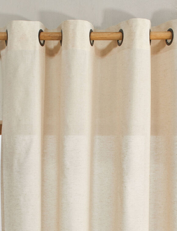 Rideau coton lin base fleurie (vert / parme)