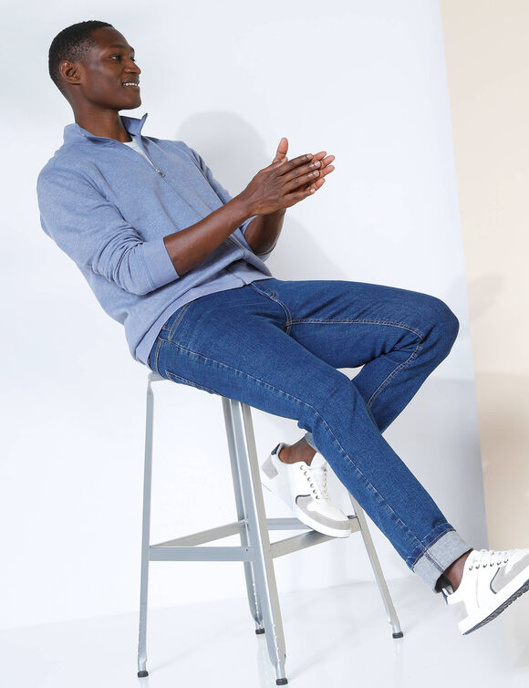 Sweat entièrement zippé uni (bleu jean)