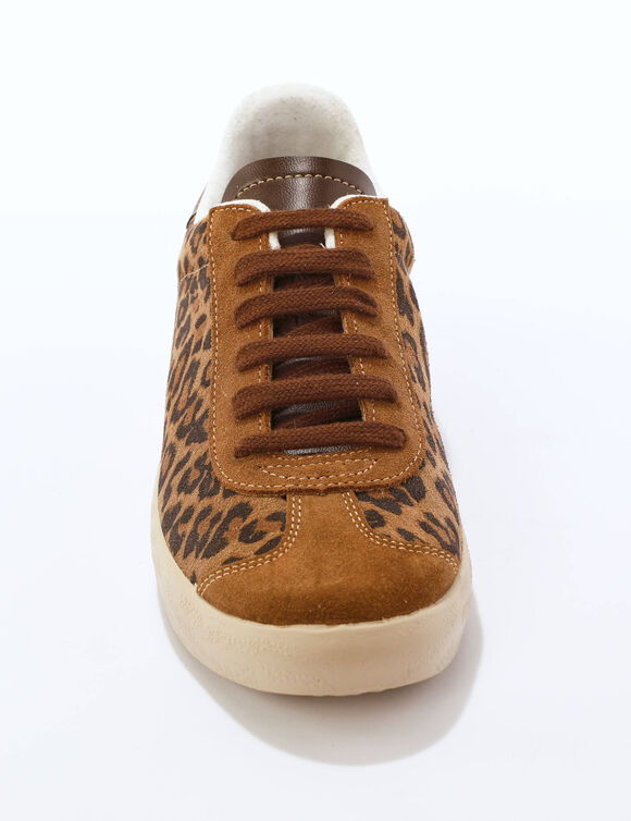 Baskets vintage croûte de cuir imprimé léopard (bruin / zwart)