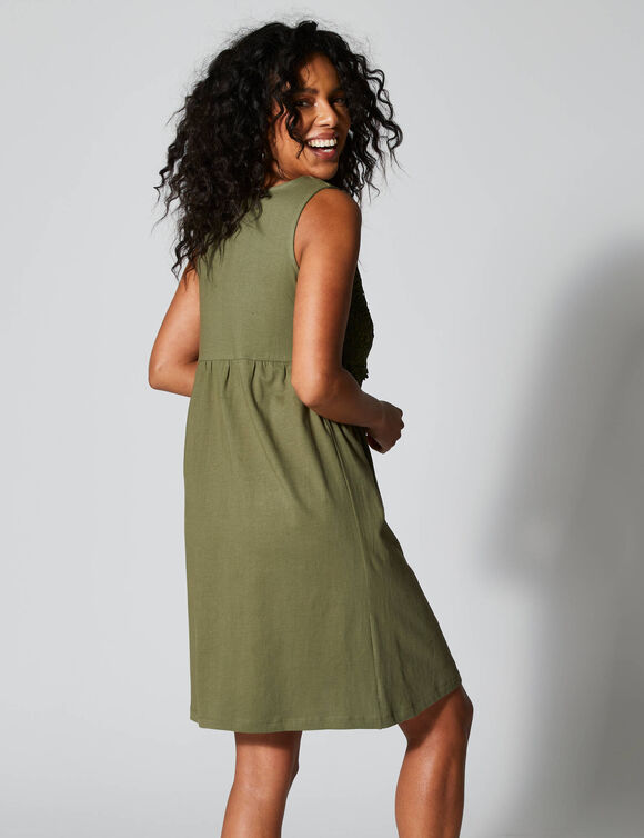 Robe plastron macramé (kaki)