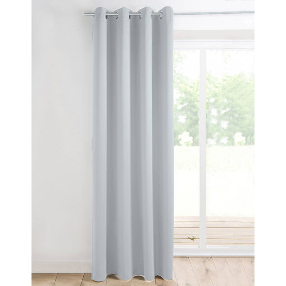Rideau occultant uni satiné finition oeillets (gris perle)