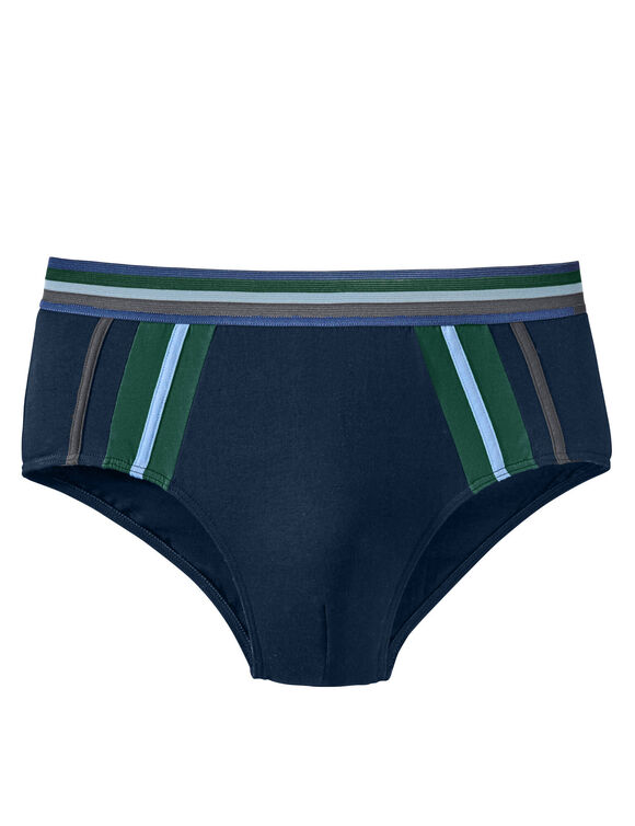 Slip ferm&eacute; taille haute bandes contrast&eacute;es - lot de 6 (anthracite + marine)