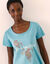 Nachthemd met korte mouwen en letterprint (blauw)