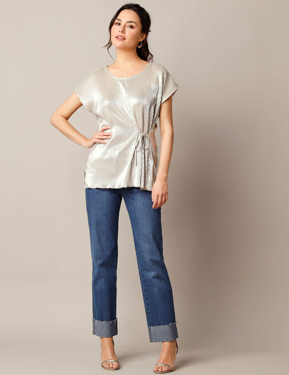 T-shirt tunique, maille plissée (doré)