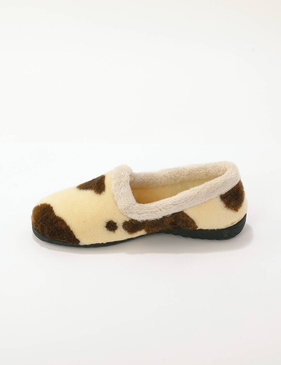 Chaussons motif animalier asym&eacute;trique (&eacute;cru / marron)
