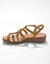 Leren sandalen met sleehak, 2 materialen (bruin / goudkleurig)