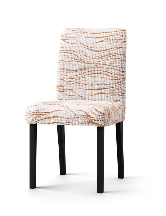 Housse microfibre bi-extensible imprim&eacute; vagues sp&eacute;ciale chaise (beige)