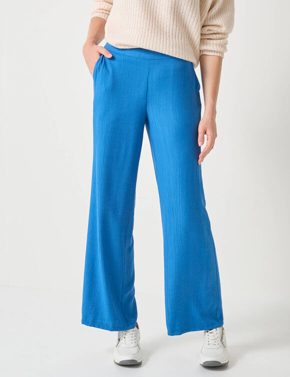 Pantalon large effet matière (bleu)