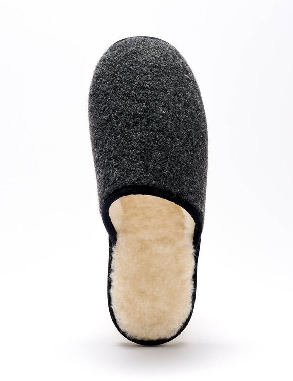 Stille, effen muiltjes met wolvoering (antraciet)