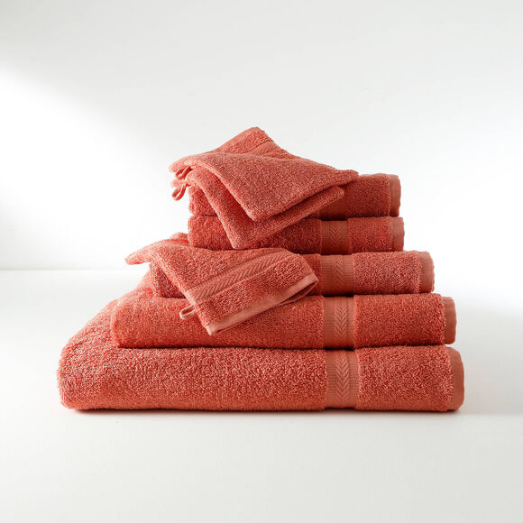 Collection serviettes de bain unies 420 g/m2 confort moelleux (tomette)