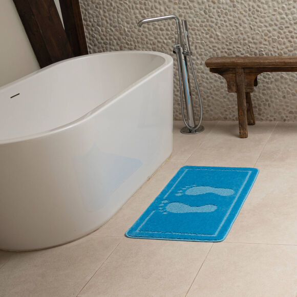 Tapis de bain motif fantaisie (bleu)