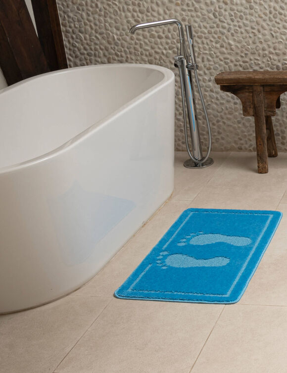 Tapis de bain motif fantaisie (bleu)