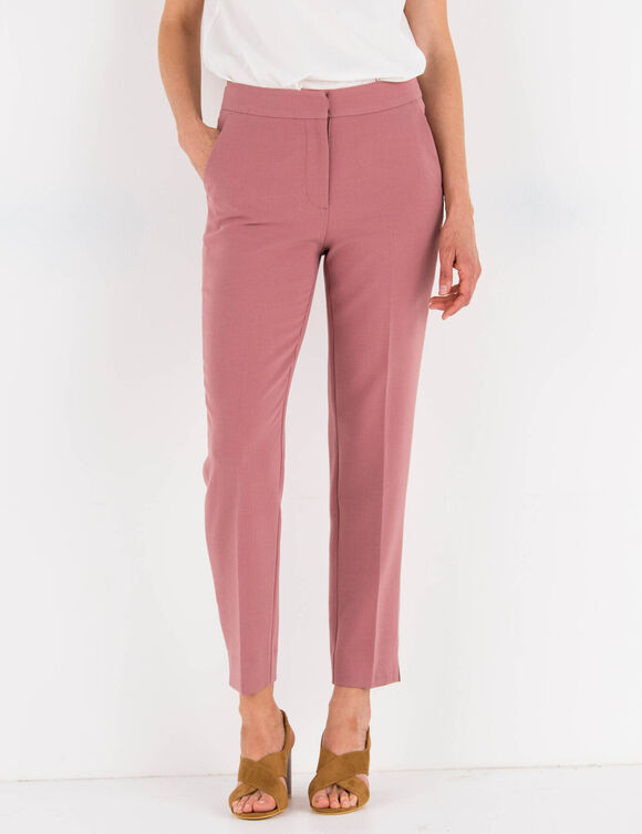Pantalon 7/8ème coupe cigarette, uni (bois de rose)