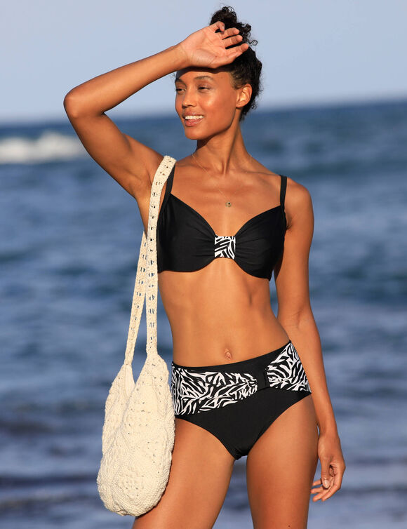 Haut de maillot de bain avec armatures drap&eacute; uni (noir)