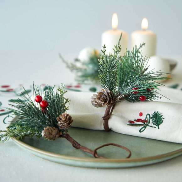 Rond de serviettes, d&eacute;coration sapin - lot de 4  (vert)