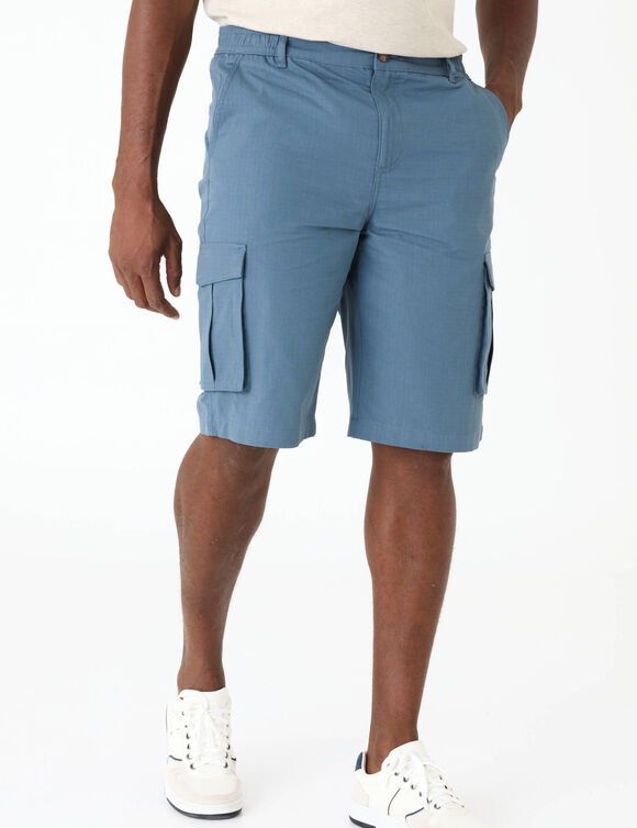 Bermuda in cargostijl, in ripstopweefsel, elastische tailleband opzij (grijsblauw)