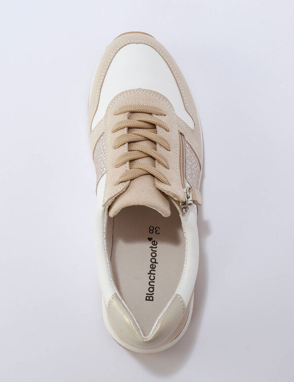 Baskets zipp&eacute;es et &agrave; lacets en cuir (wit / beige)