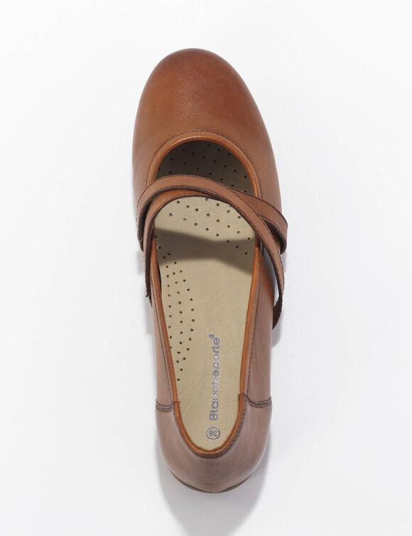Leren ballerina's in babyschoenstijl (karamel)