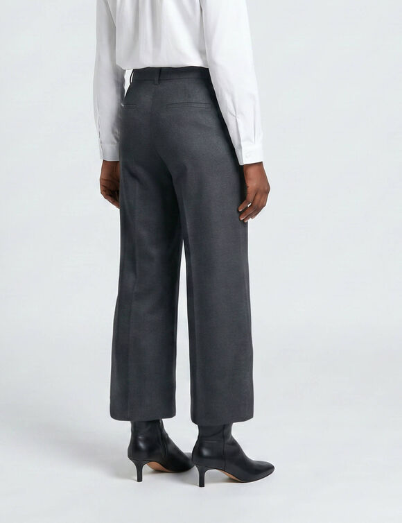 Pantalon taille haute, effet jupe-culotte (gris chin&eacute;)