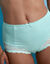 Gaineslip in glanstricot en kant Avila - set van 2 (leiblauw + laguneblauw)