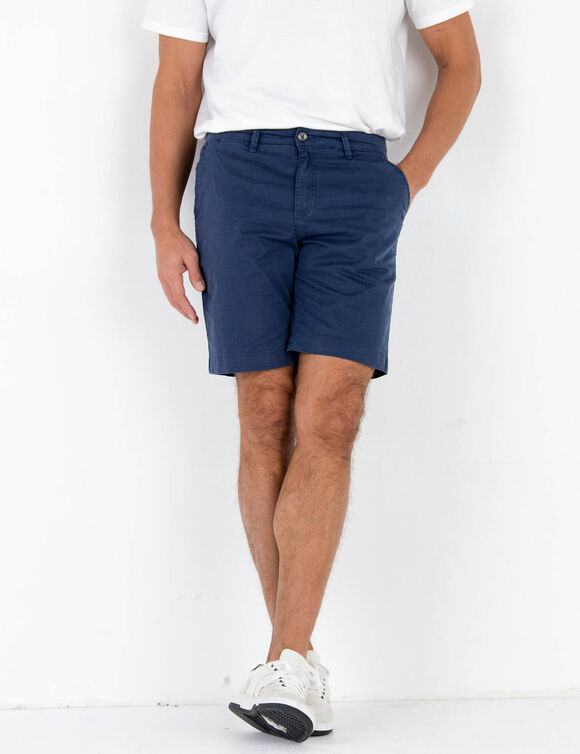 Bermuda chino uni toile sergé stretch morphologie classique (marine)