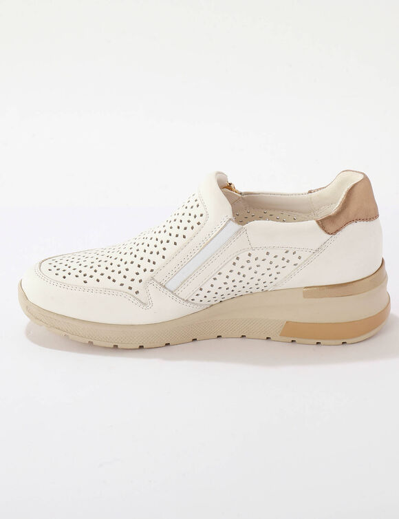 Baskets zippées compensées en cuir (blanc)