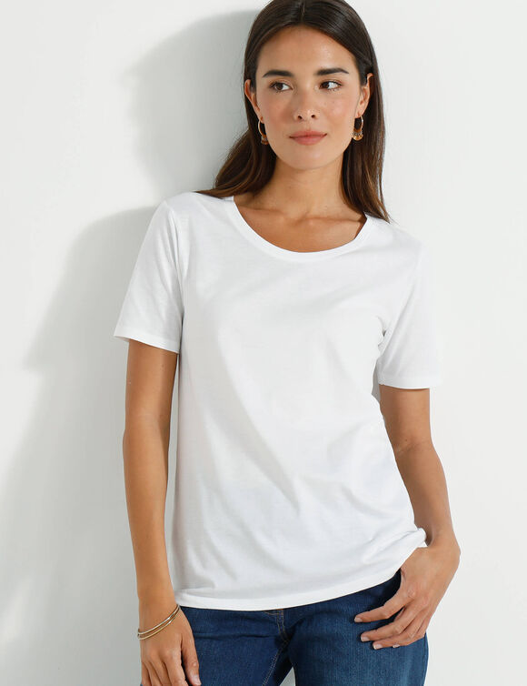 T-shirt met ronde hals en korte mouwen (wit)