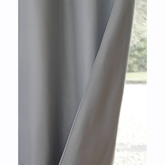 Rideau isolant uni envers polaire finition oeillets (gris perle)