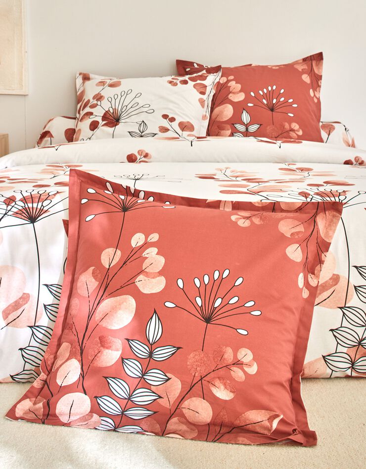 Linge de lit Danae en coton imprimé (terracotta)