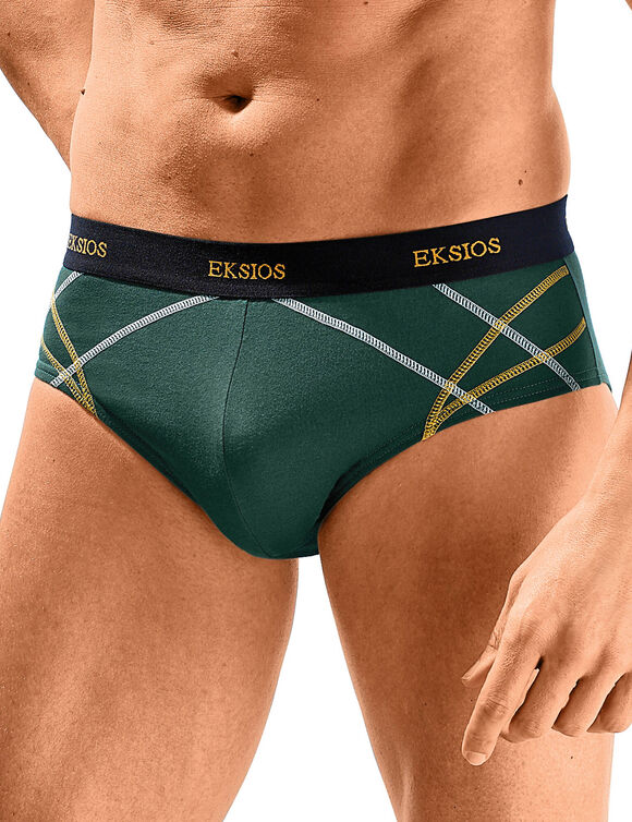 Slip ferm&eacute; &eacute;lastiqu&eacute; surpiqu&eacute; taille confort - lot de 6 (bordeaux + vert)