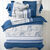 Bedlinnen Gabrielle in flanel met bloemenprint en kant (marineblauw)