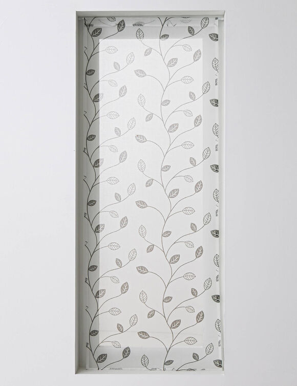 Vitrage voile motif petites feuilles - finition pattes (gris)