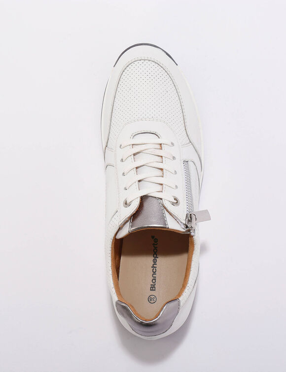 Baskets zipp&eacute;es en cuir souple &agrave; semelle bimati&egrave;re (blanc)