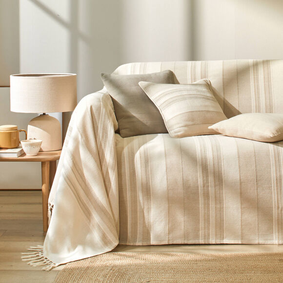 Housse coussin multicolore coton tissage artisanal - lot de 2 (sable)